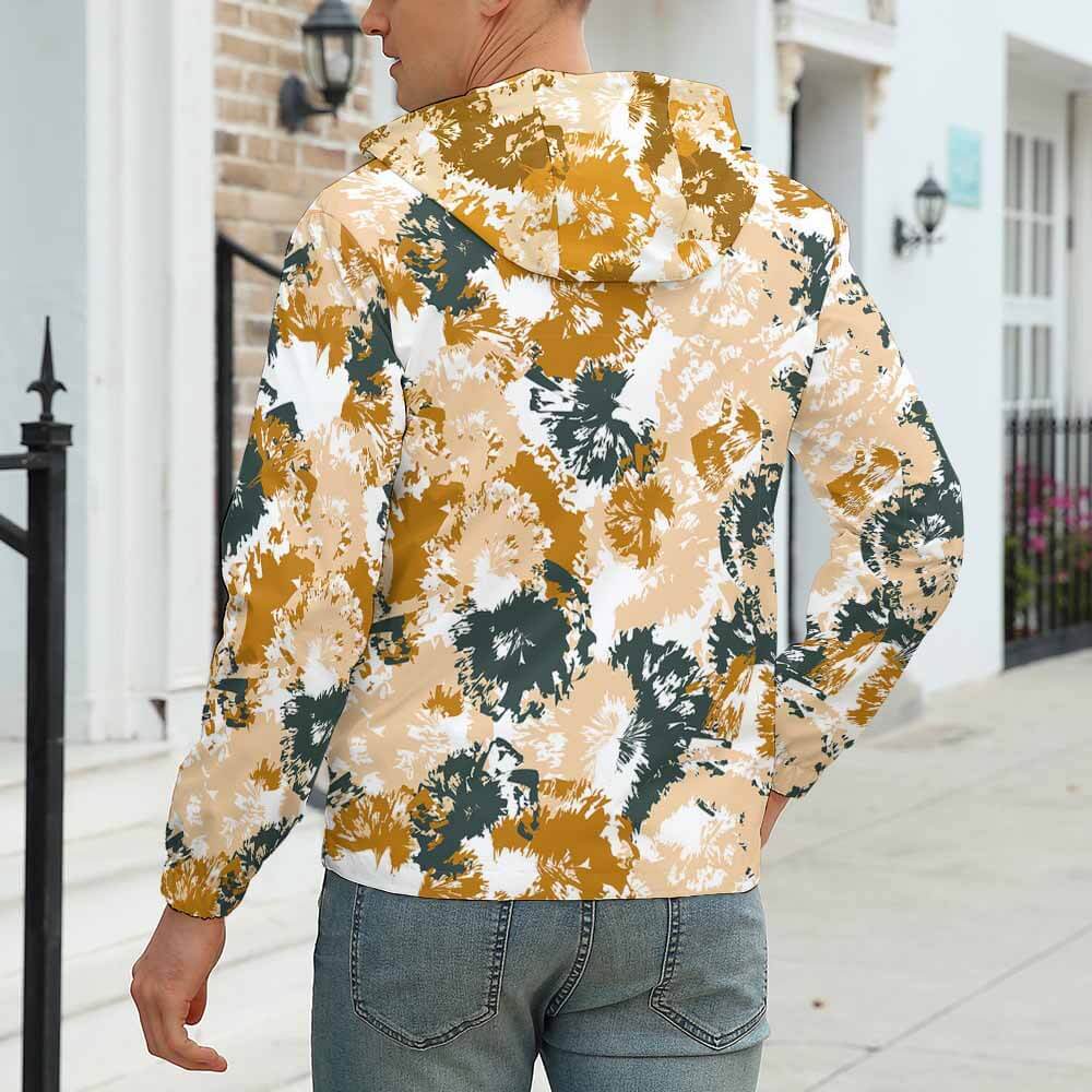 Digital printing full dye sublimation printing mens button up hoodie camo windbreaker hoodie jacket
