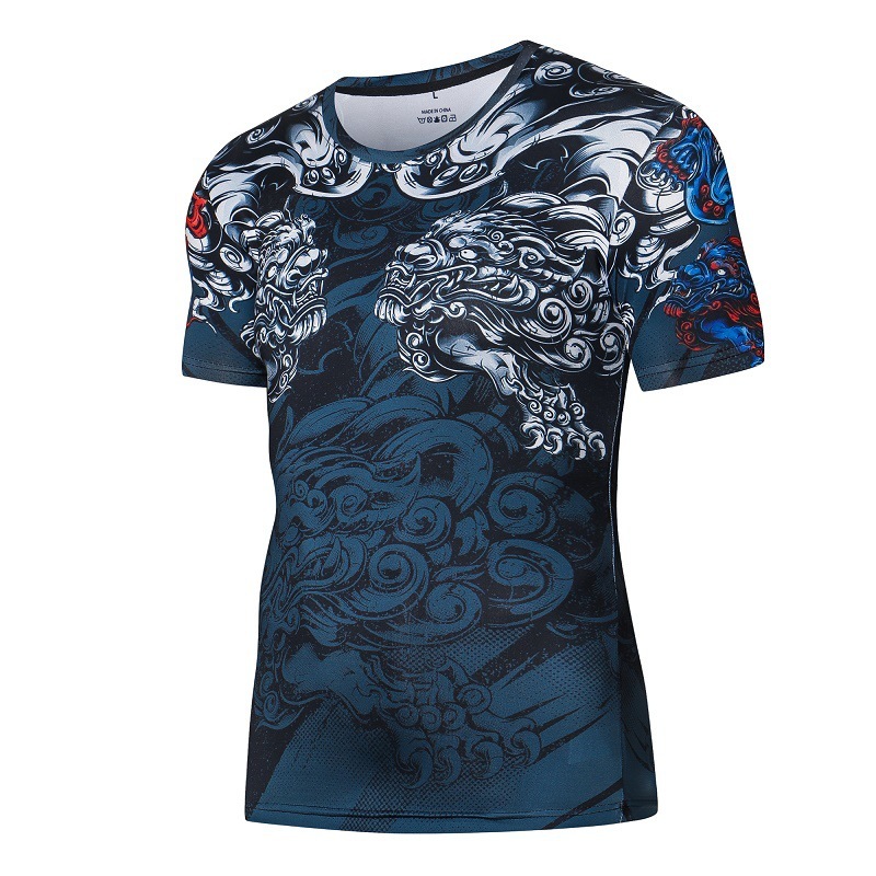 Custom printing short sleeve compress t shirts rashguards for combat