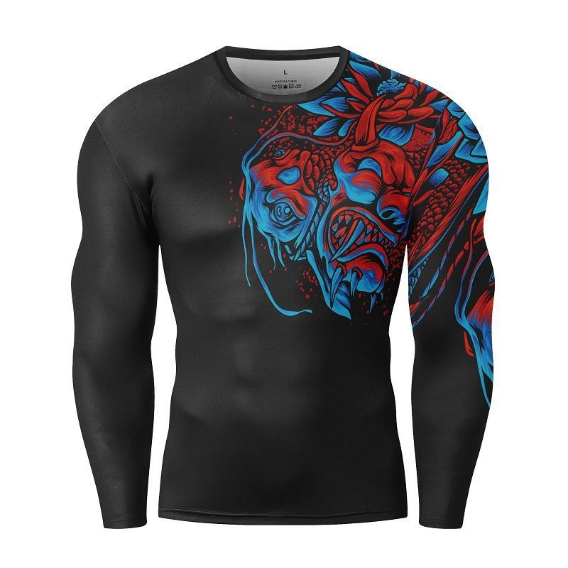 Long sleeve combat t shirt fightwear mma rashguards compress t shirts for men and women fighters