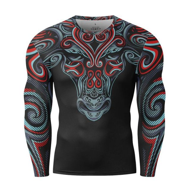 Long sleeve combat t shirt fightwear mma rashguards compress t shirts for men and women fighters