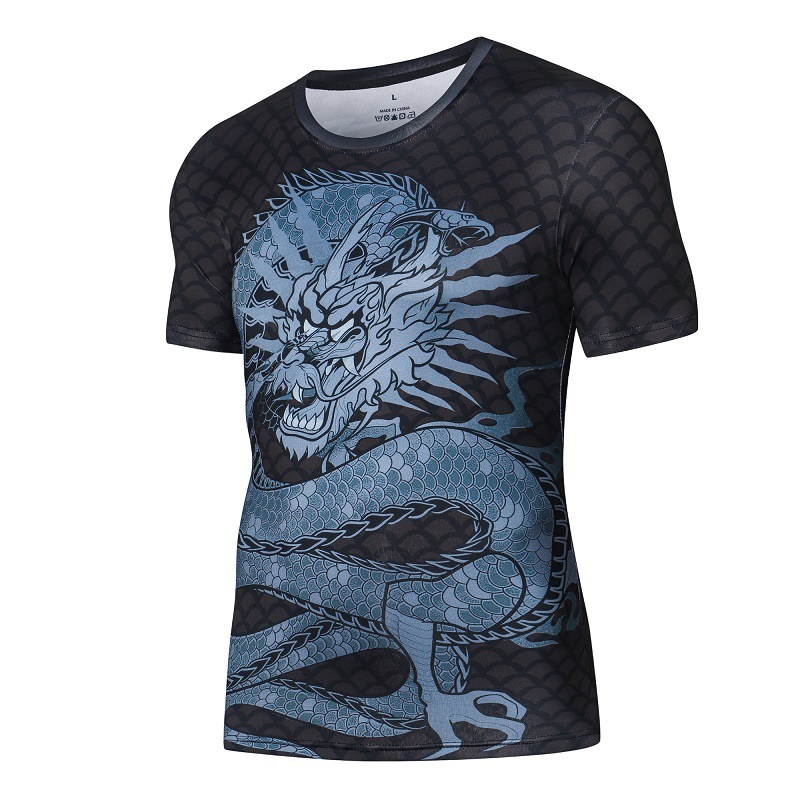 Custom printing short sleeve compress t shirts rashguards for combat