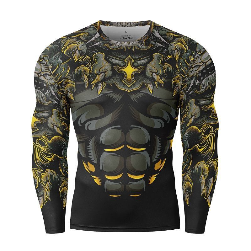 Long sleeve combat t shirt fightwear mma rashguards compress t shirts for men and women fighters