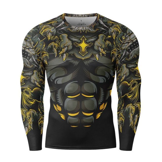 Long sleeve combat t shirt fightwear mma rashguards compress t shirts for men and women fighters