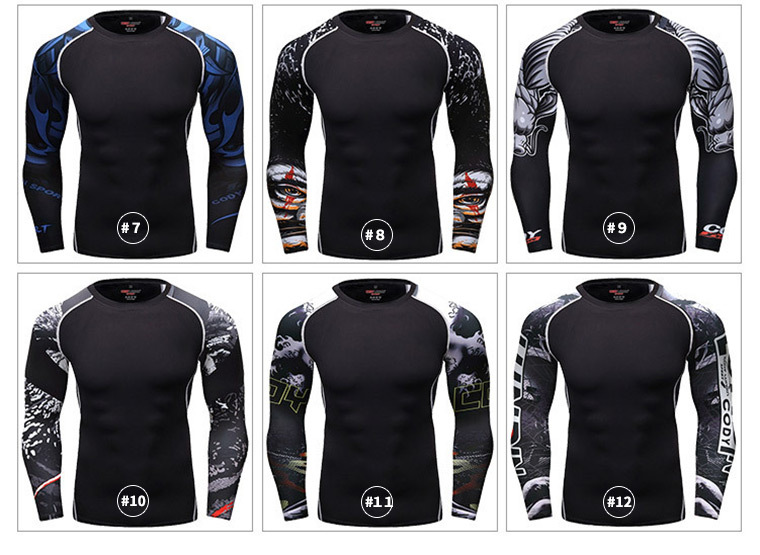 Mens compression t shirt combat t shirt for mma fight and gym fitness