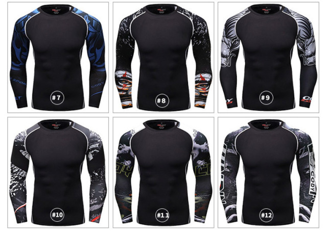 Mens compression t shirt combat t shirt for mma fight and gym fitness
