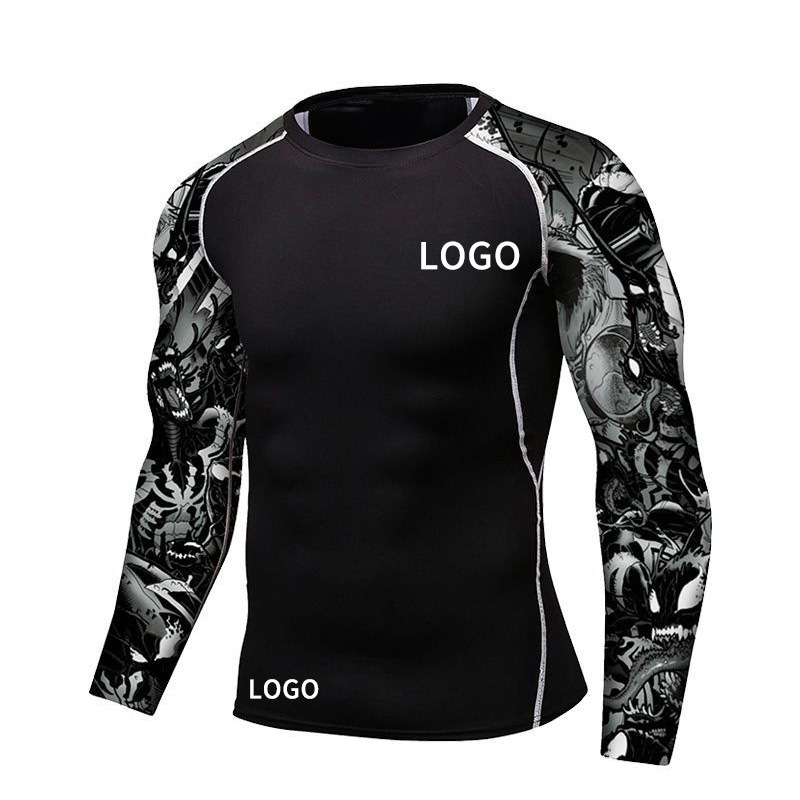 Mens compression t shirt combat t shirt for mma fight and gym fitness