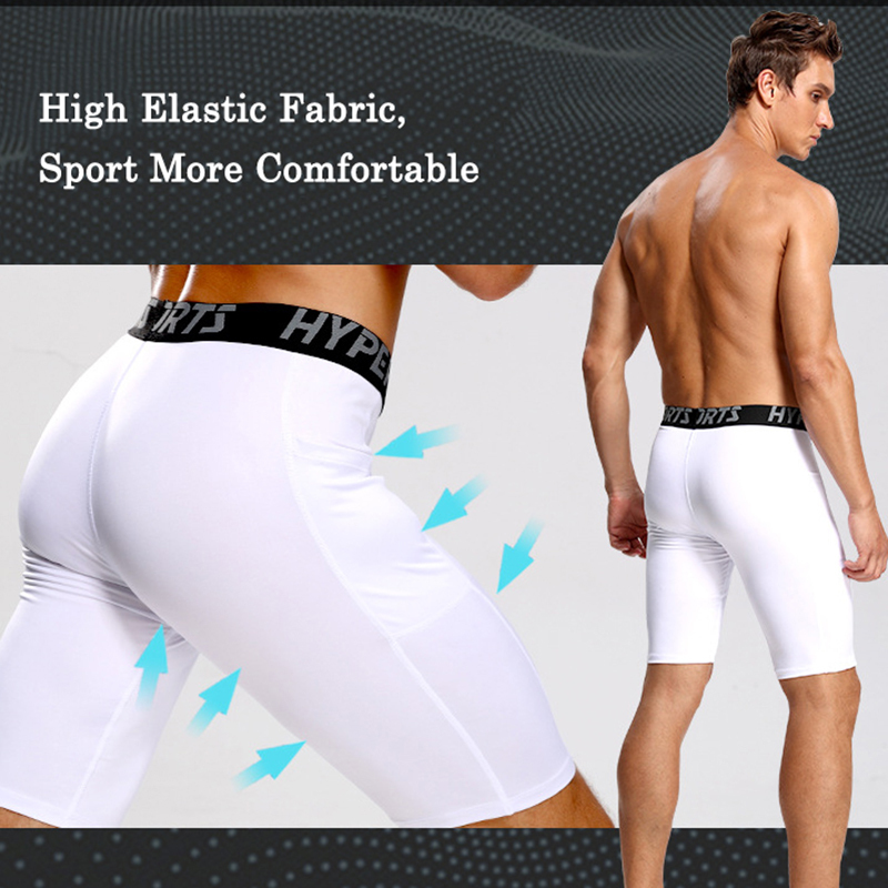 Solid color basic style mens compression combat shorts gym shorts