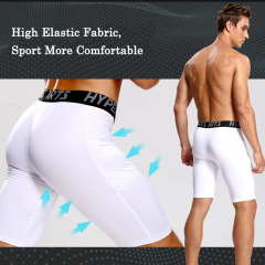 Solid color basic style mens compression combat shorts gym shorts