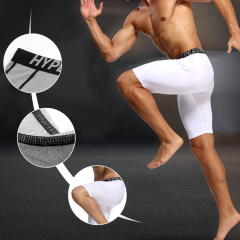 Solid color basic style mens compression combat shorts gym shorts