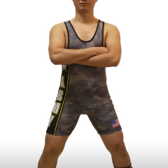 Camo printing mens wrestling custom wrestling singlet supplier