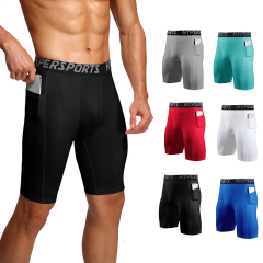 Solid color basic style mens compression combat shorts gym shorts
