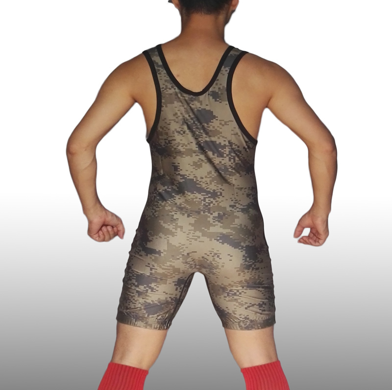 Camo printing mens wrestling custom wrestling singlet supplier