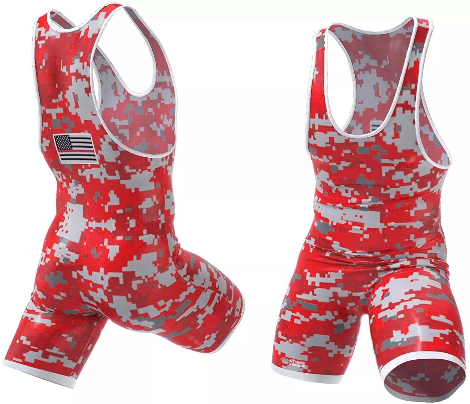 Red camo printing mens wrestling singlet apparel
