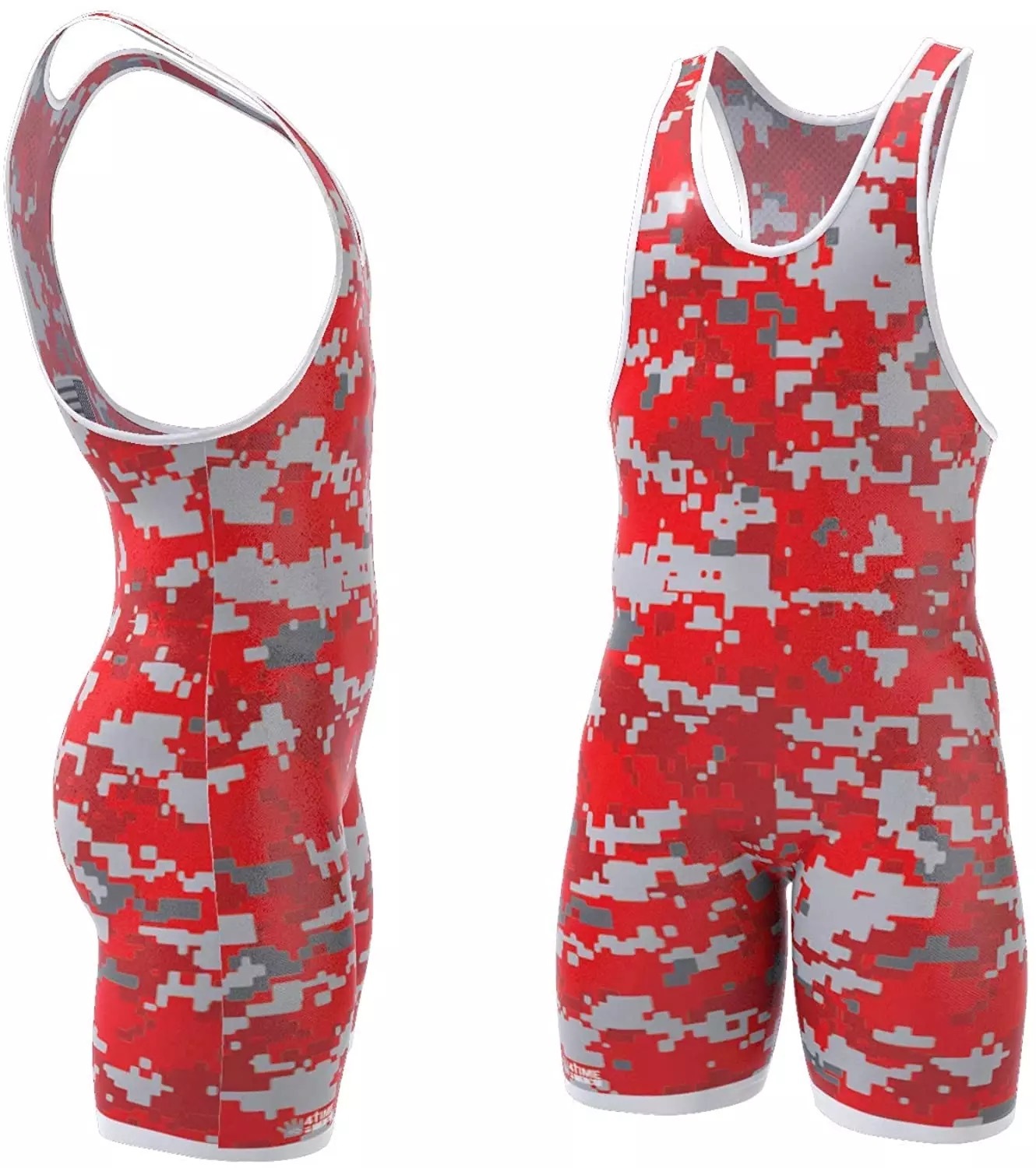 Red camo printing mens wrestling singlet apparel