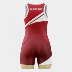 Red color printing custom wrestling singlet shirts