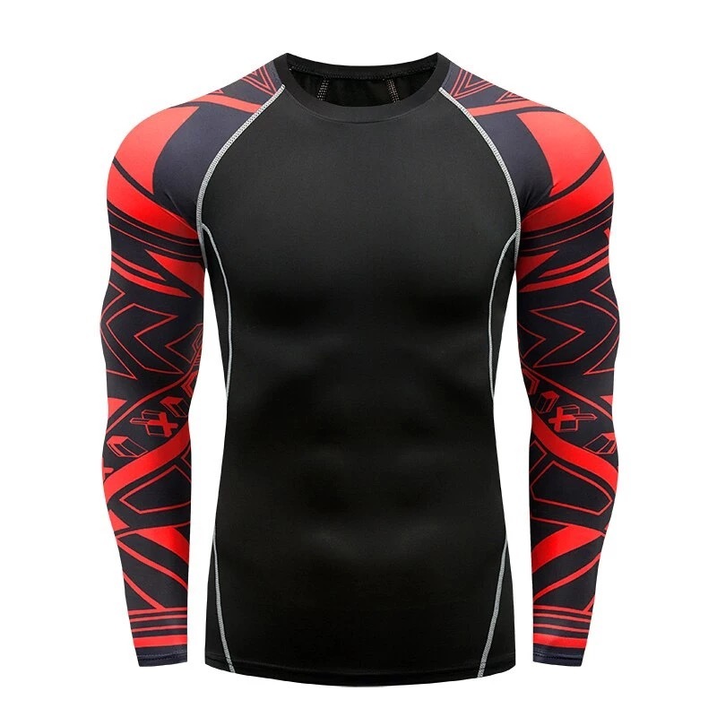 Long Sleeve Elite Cut Mens MMA Fight Rash Guards And Spats