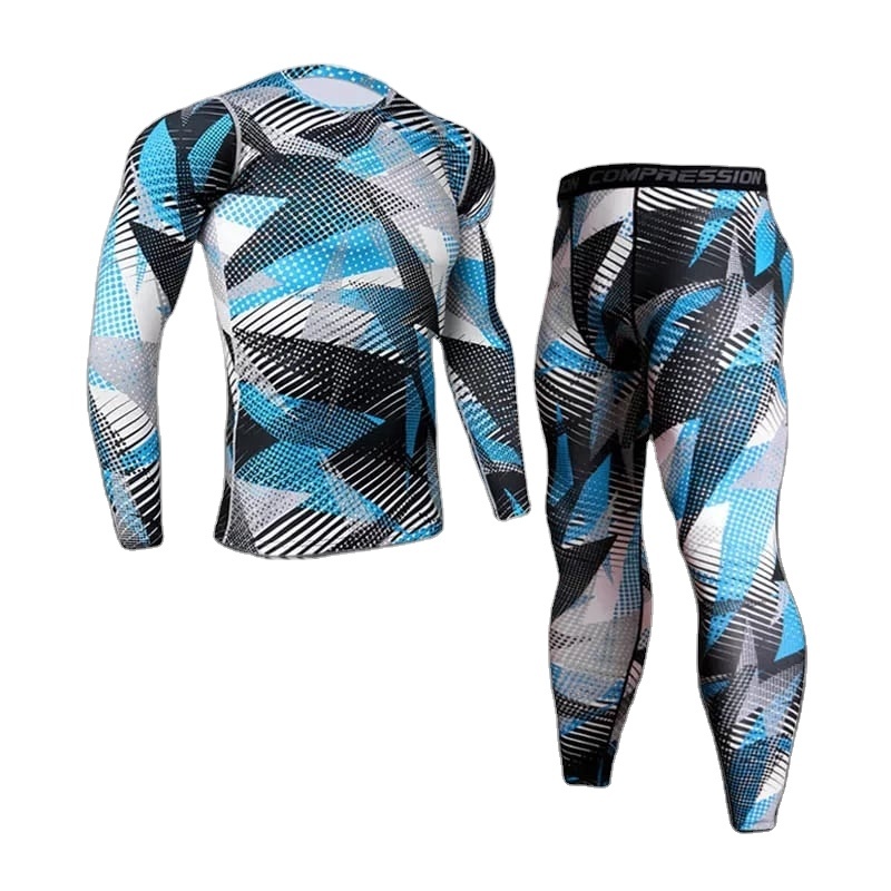 Camo Printing Mens Gym Fitness Compression T Shirts Shorts