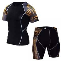 Gym and Boxing MMA Training Compression T Shirts Shorts