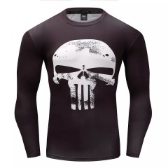 Skull Printing Long Sleeve Mens Combat BJJ Rash Guard