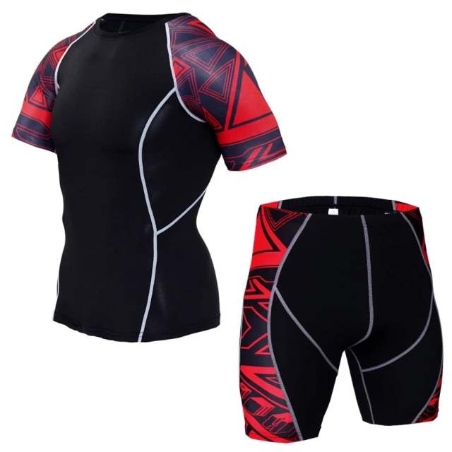Gym and Boxing MMA Training Compression T Shirts Shorts