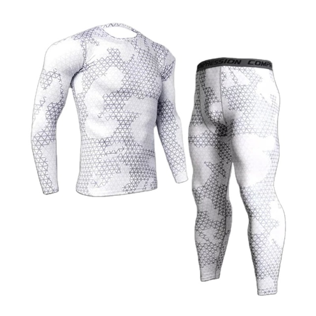 Camo Printing Mens Gym Fitness Compression T Shirts Shorts