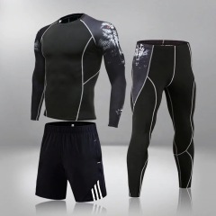 Multi Color Designs for MMA Combat Compress T-shirts Rashguards and Spats Set