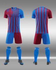 Red Black Stripe Style High Quality Soccer Football Uniform Jersey and Shorts