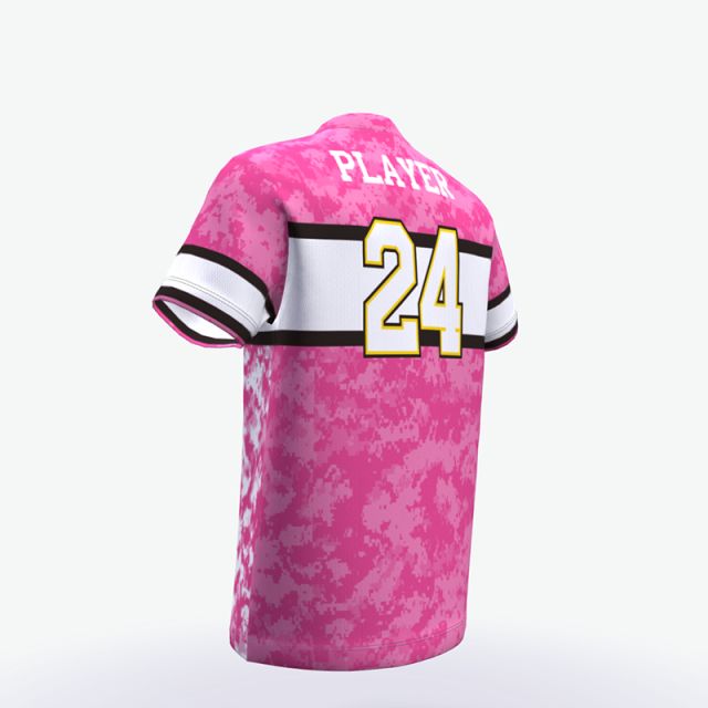 Pink color camo full printing baseball jersey t shirts