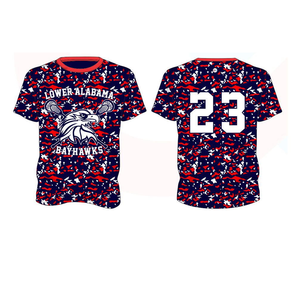 Youth size kids lacrosse game jersey round neck t shirts