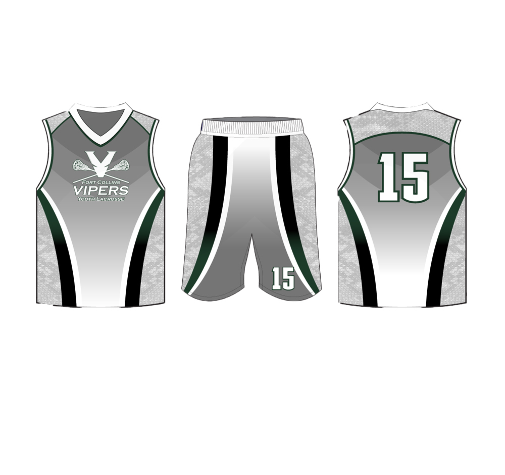 Grey fading color mens lacrosse jersey uniform lacrosse shorts