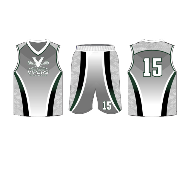 Grey fading color mens lacrosse jersey uniform lacrosse shorts