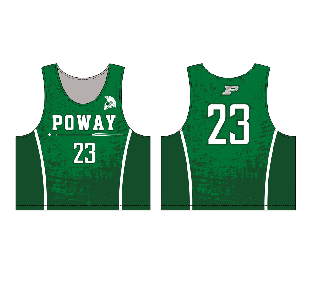 Green color lacrosse game jersey uniform set lacrosse pinnies