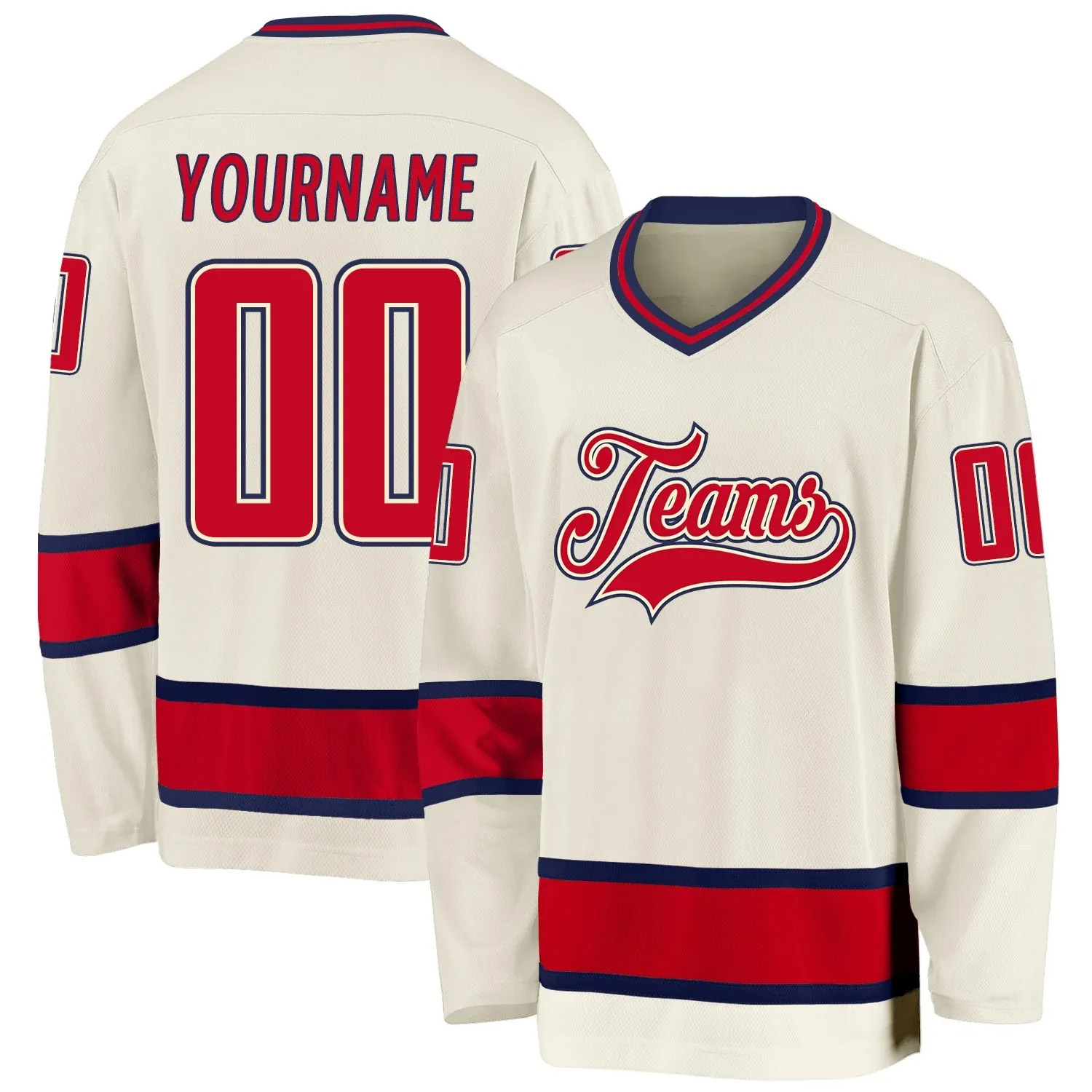 V-Neck Ice Hockey Uniform Custom Name Logo Number - Ice Hockey Training Jersey