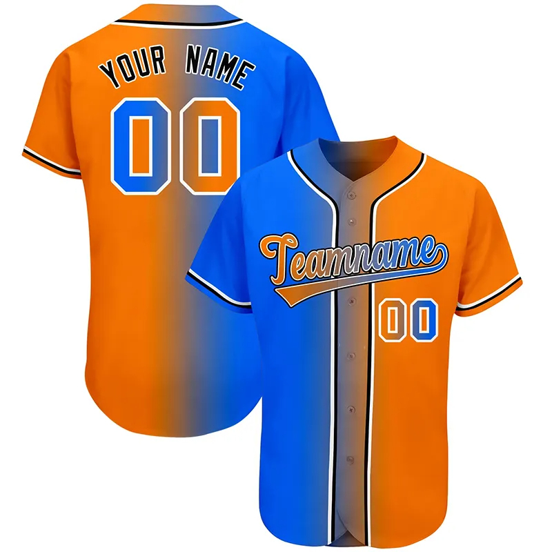Custom Fashion Baseball Jersey Sublimation Full Button Contrast Style Baseball Shirt