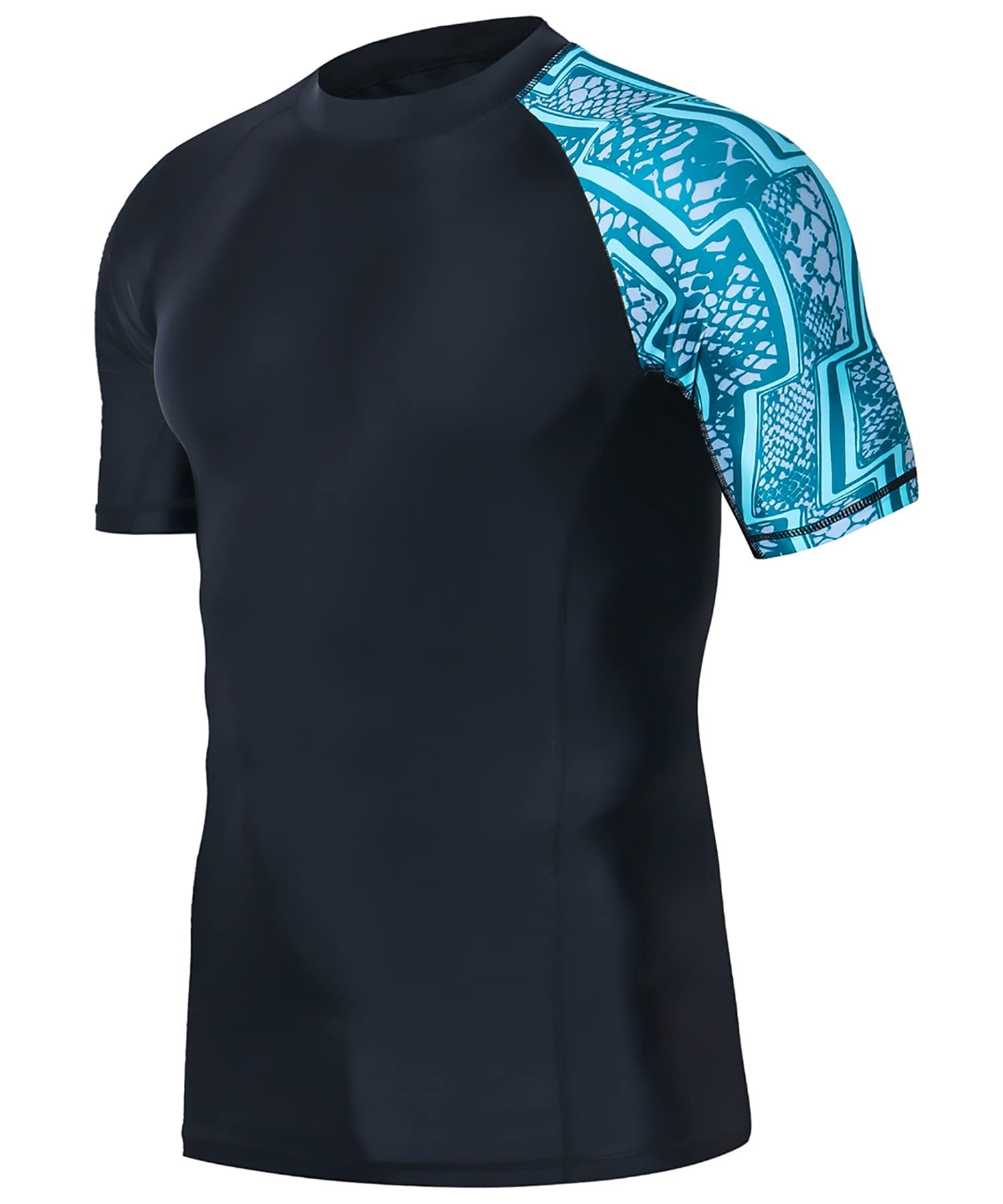 Men's Short Sleeve Rash Guard Athletic Workout Shirt Sports Compression Shirt