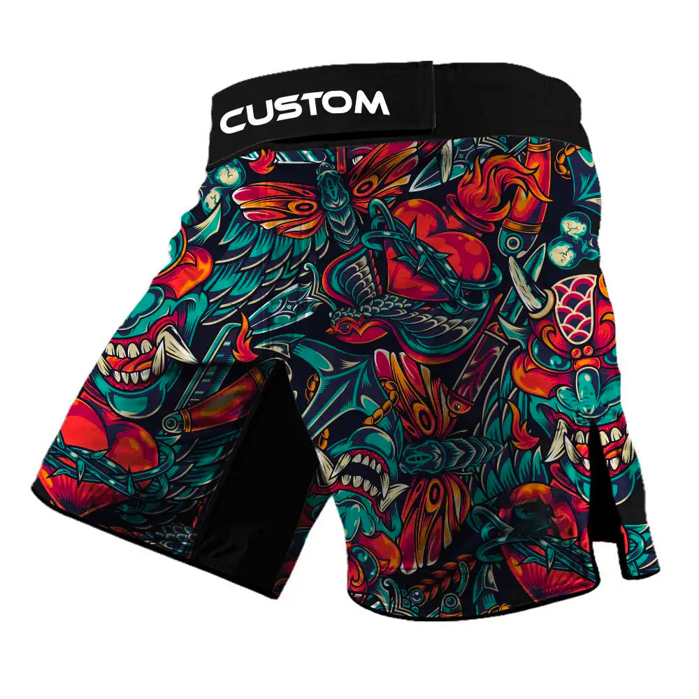 Latest Design MMA Shorts with Slits Sublimation Printed Fight MMA Grappling Shorts