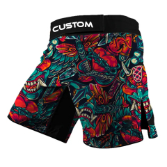 Latest Design MMA Shorts with Slits Sublimation Printed Fight MMA Grappling Shorts