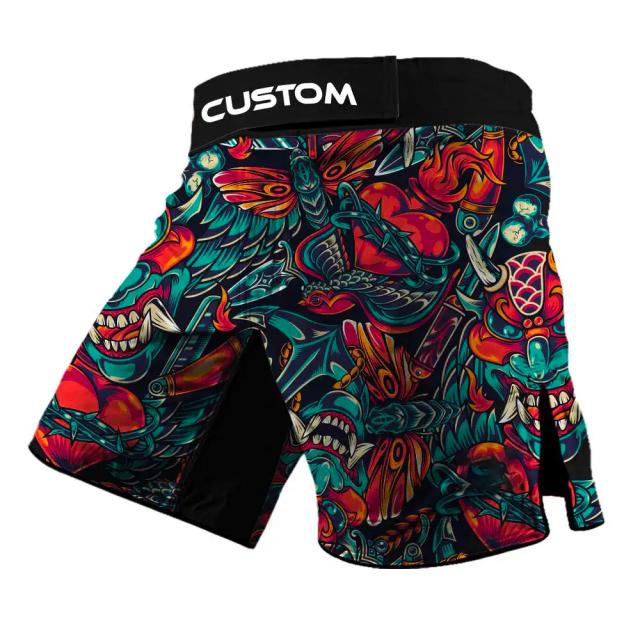 Latest Design MMA Shorts with Slits Sublimation Printed Fight MMA Grappling Shorts