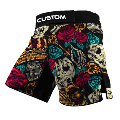 Latest Design MMA Shorts with Slits Sublimation Printed Fight MMA Grappling Shorts