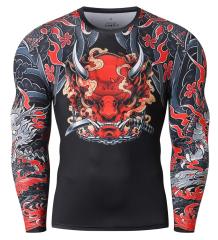 Print MMA Rash Guard Cool Dry Compression Sports Shirt Long Sleeve Base Layer