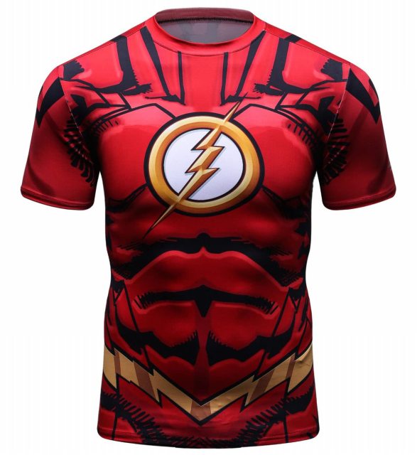 Superhero MMA Rash Guard Men's 3D Digital Printing Short Sleeve Compression Shirt