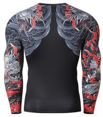 Print MMA Rash Guard Cool Dry Compression Sports Shirt Long Sleeve Base Layer