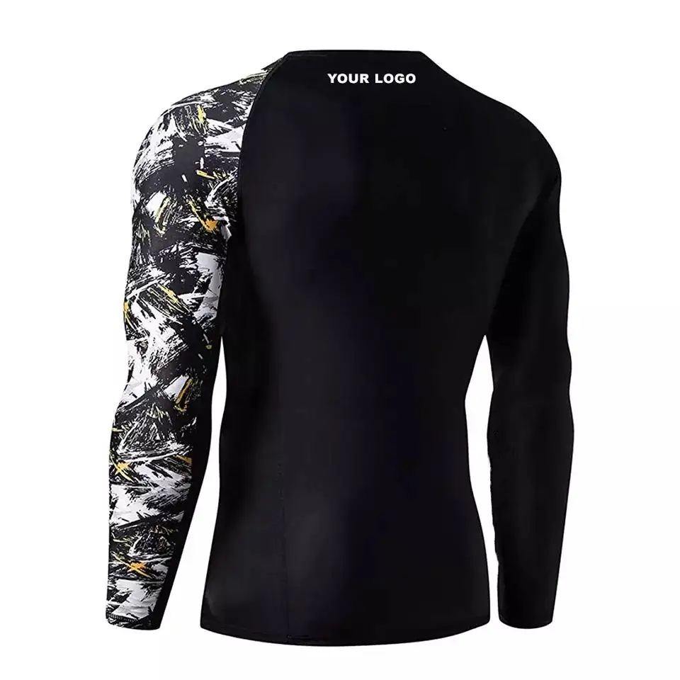 Rash Guard High Quality MMA Men Rash Guard Customize Compression Shirt Long Sleeve