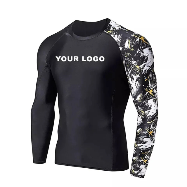 Rash Guard High Quality MMA Men Rash Guard Customize Compression Shirt Long Sleeve