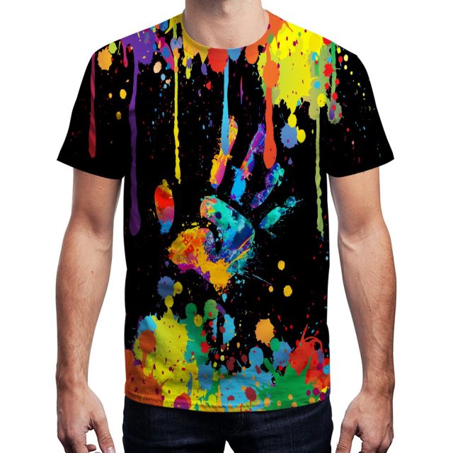 Lasted Design T-Shirt Unisex Stylish 3D Colorful Printed Shirt Short Sleeve