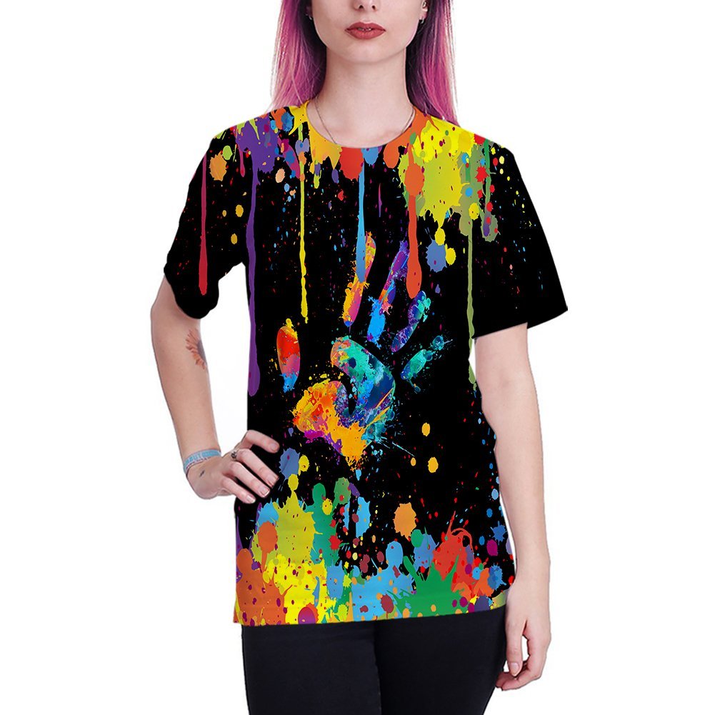 Lasted Design T-Shirt Unisex Stylish 3D Colorful Printed Shirt Short Sleeve