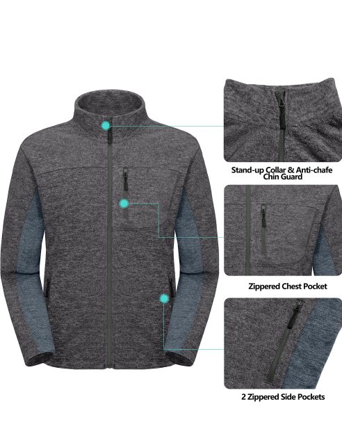Polor Fleece Full-Zip Jacket Long Sleeve Outwear for Men Warm and Stylish Winter Jacket