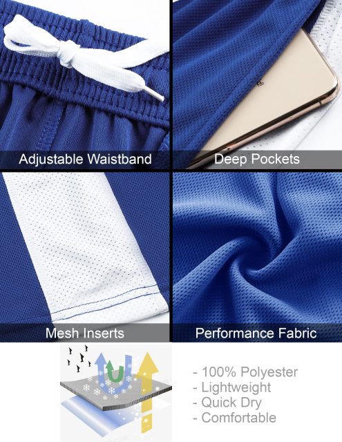 Men's Athletic Basketball Shorts Mesh Quick Dry Activewear with Pockets