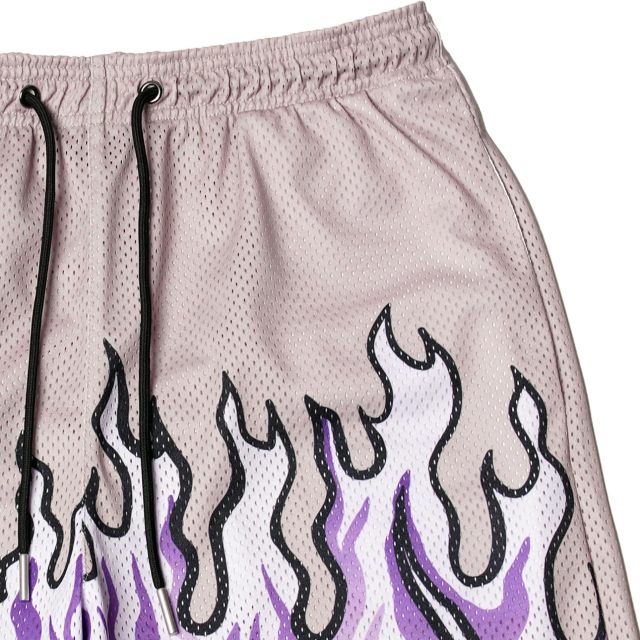 Men's Basketball Shorts Casual Workout Athletic Shorts Mesh Flame Graphic Print Running Short Pants