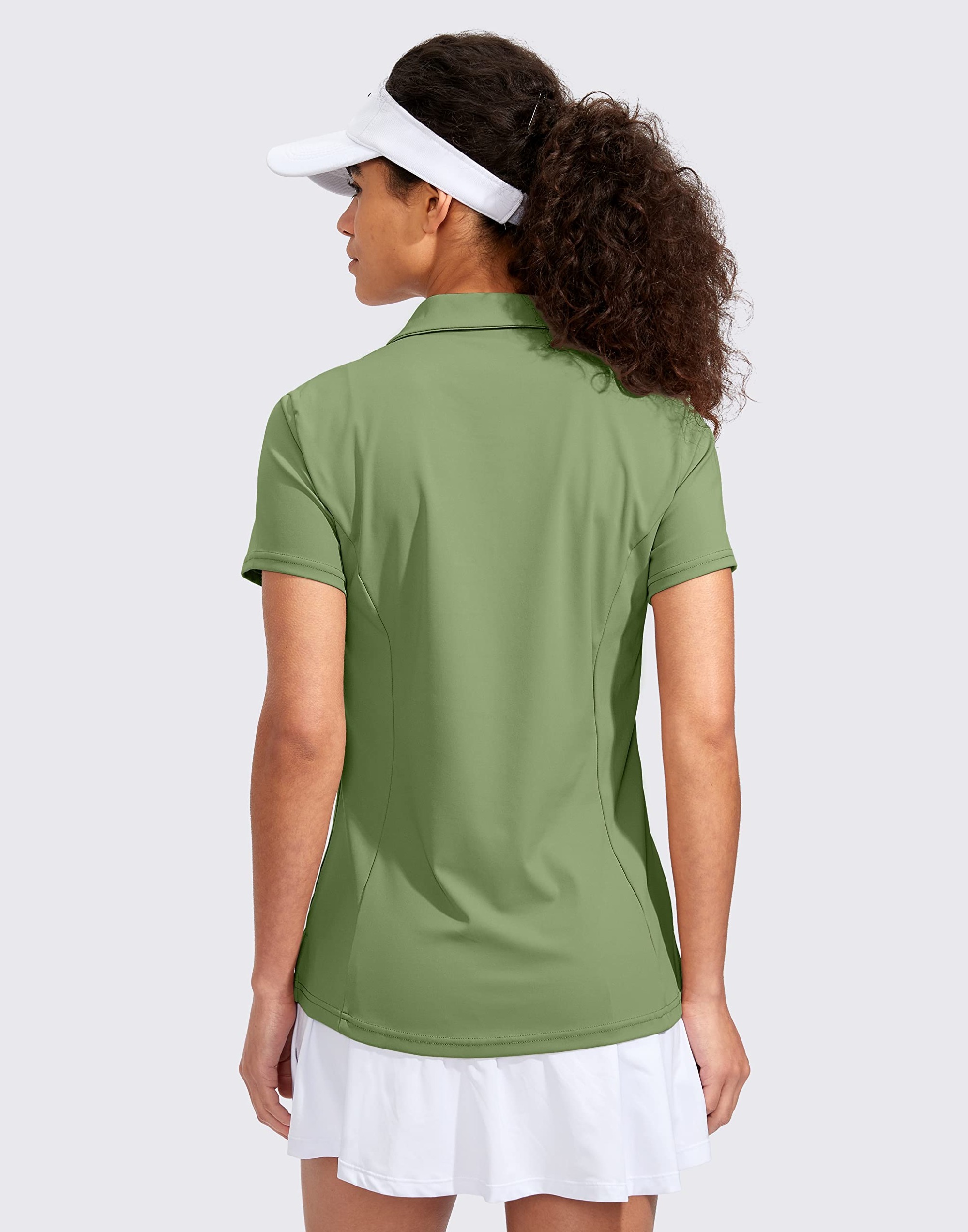 Women's Polo Shirt Short Sleeve with Zip Up Quick Dry Stretch Tennis Golf Collared Polo Shirt